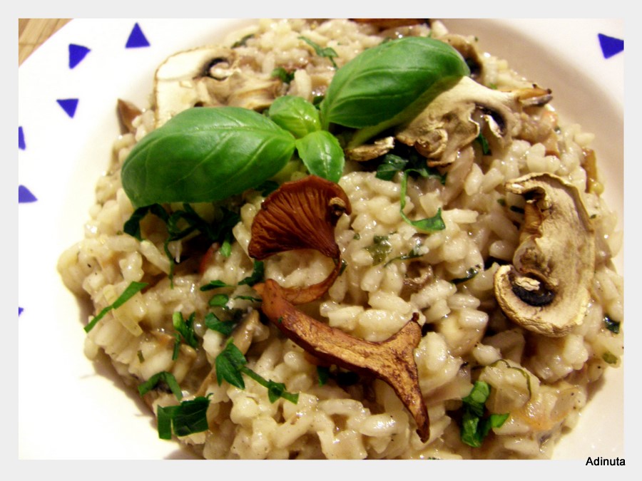 Risotto cu doua feluri de ciuperci