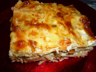 Lasagna cu legume, branza si nuci caju