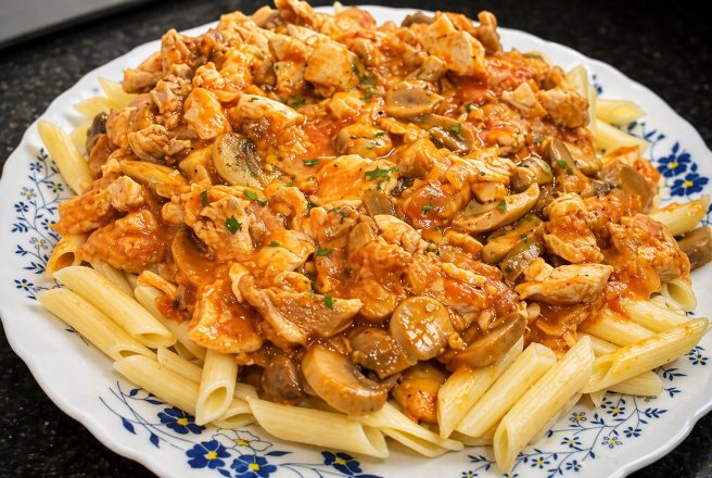 Paste cu pui si ciuperci