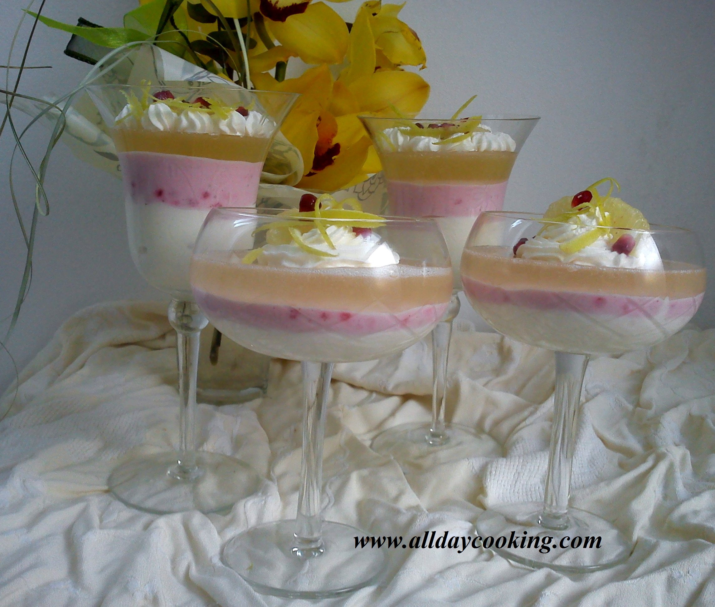 Mousse de sweetie si zmeura cu jeleu de sampanie