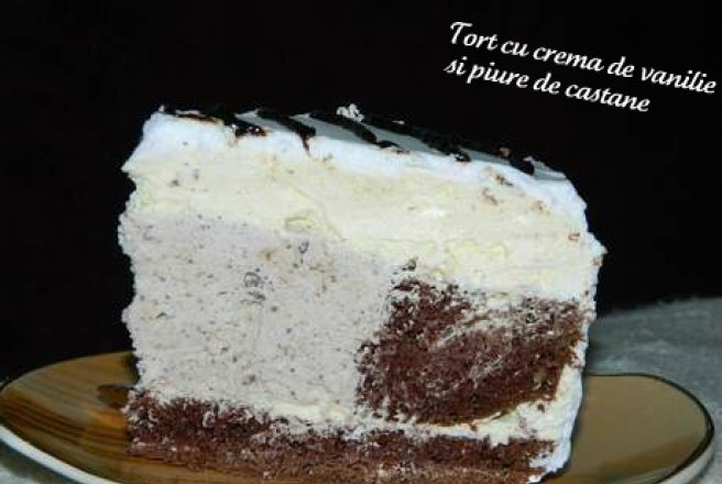 Tort cu crema de vanilie si piure de castane