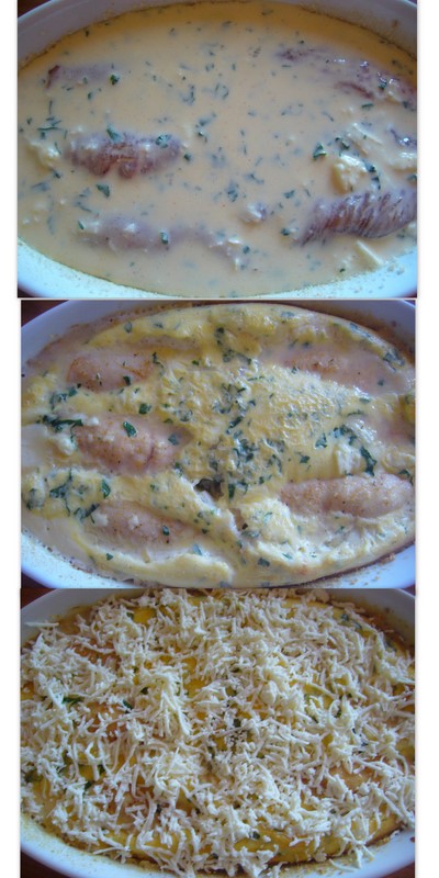 Rulada de pui cu telemea si ardei gratinat