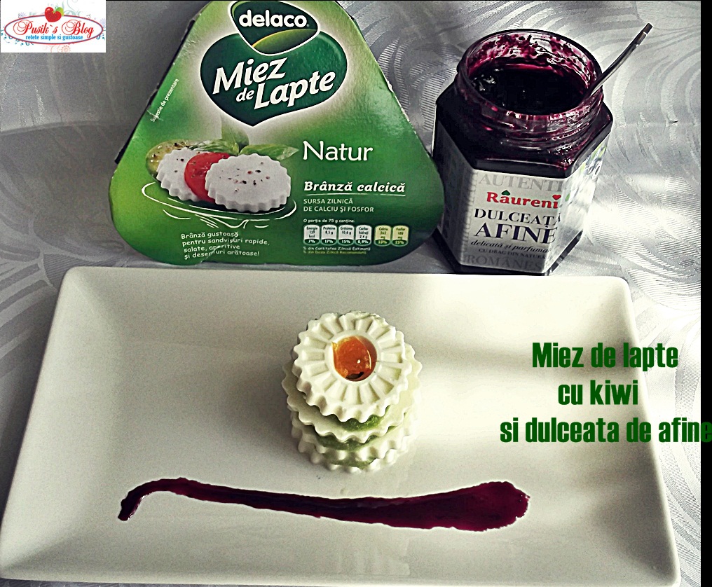 Miez de lapte cu kiwi si dulceata de afine