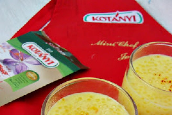 Budinca de tapioca cu sofran si apa de trandafiri