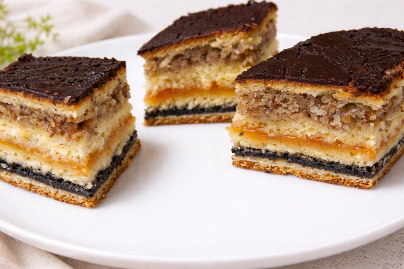 Prajitura cu mac, nuca si gem