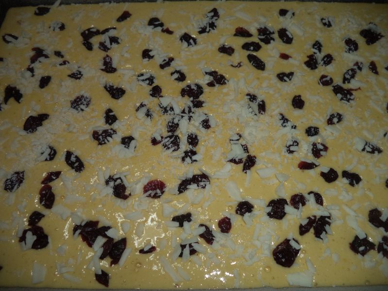 Pandispan cu nuca de cocos si merisoare