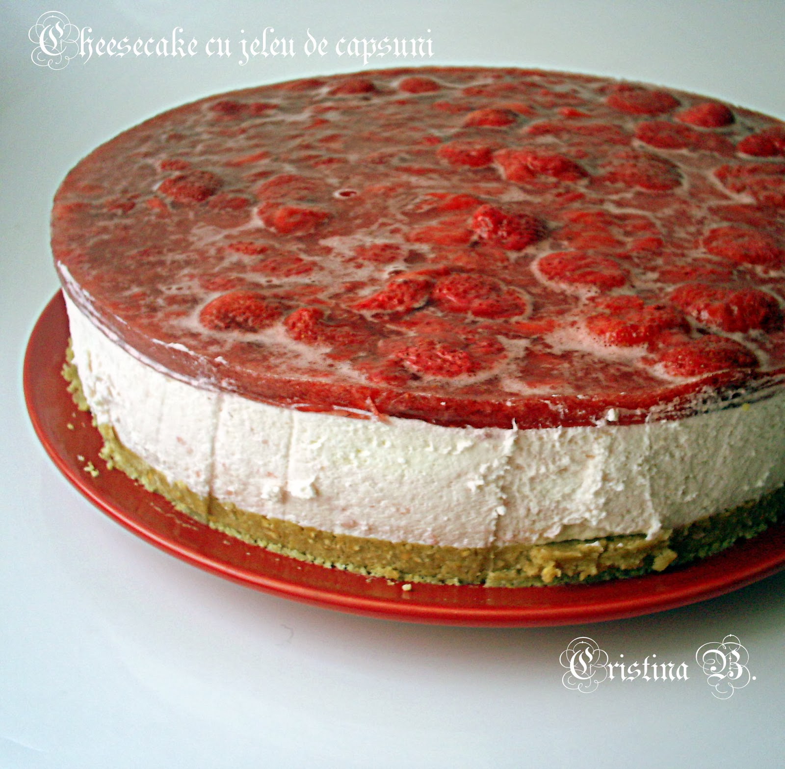 Cheesecake cu capsuni fara coacere