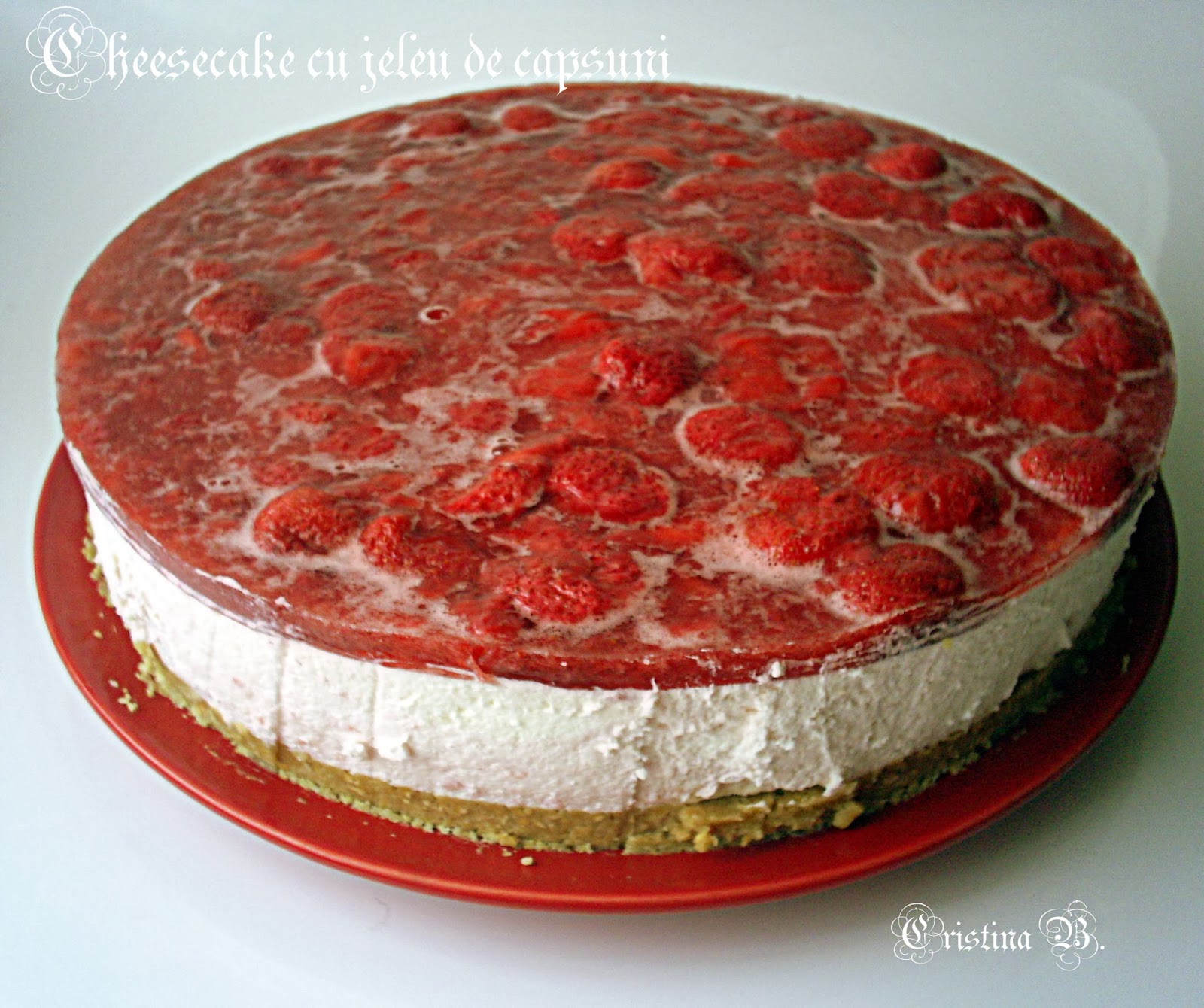 Cheesecake cu capsuni fara coacere