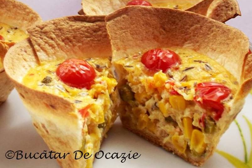 Sufleu de legume mexicane în pahare de tortilla