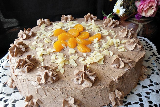 Tort cu ganache de ciocolata, mascarpone si mandarine