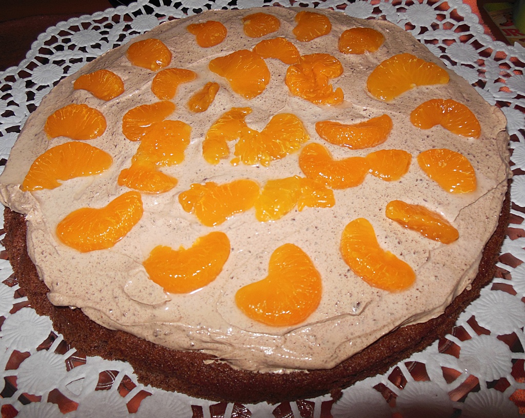 Tort cu ganache de ciocolata, mascarpone si mandarine