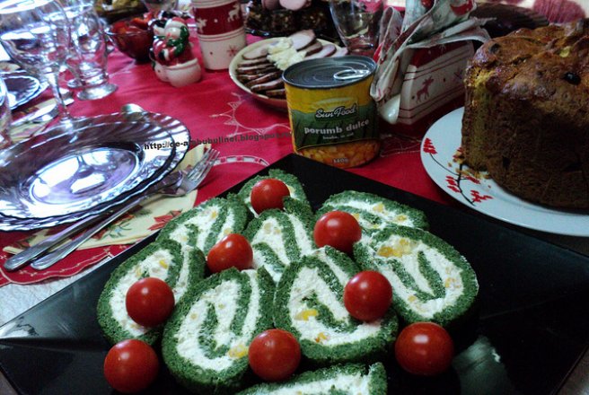 Rulada cu spanac si crema de branza