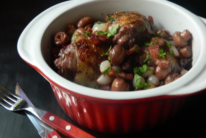 Coq au vin rouge