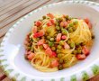 Spaghete cu pancetta si mazare-4