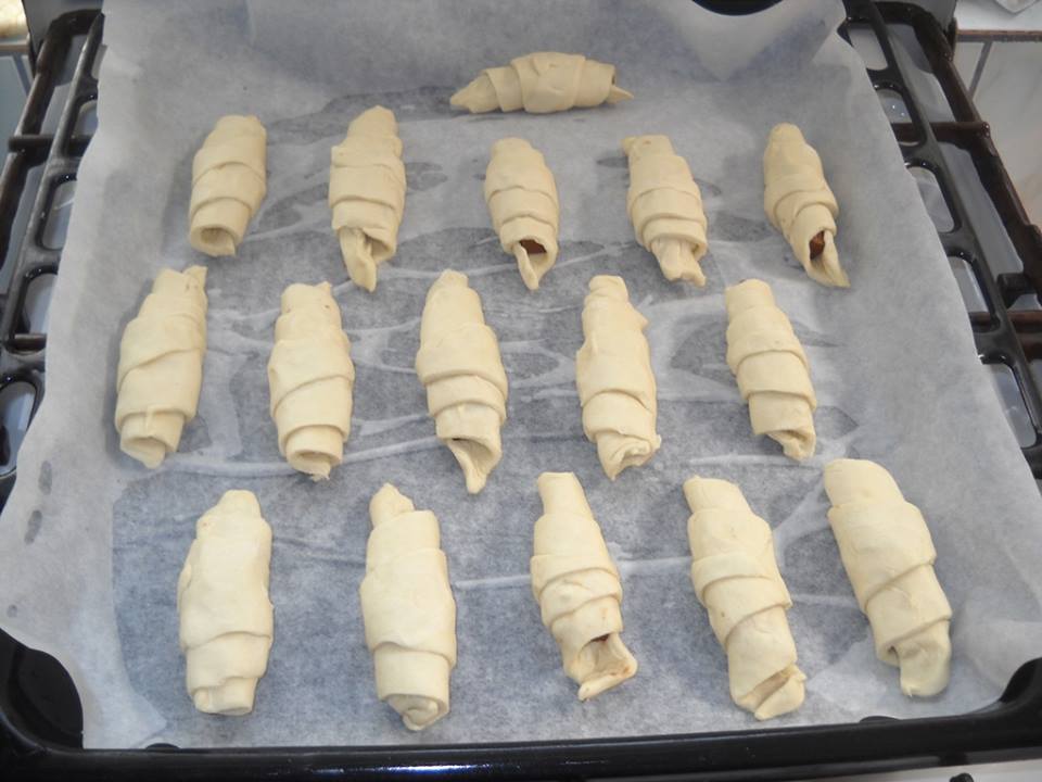 Mini croissante cu ciocolata