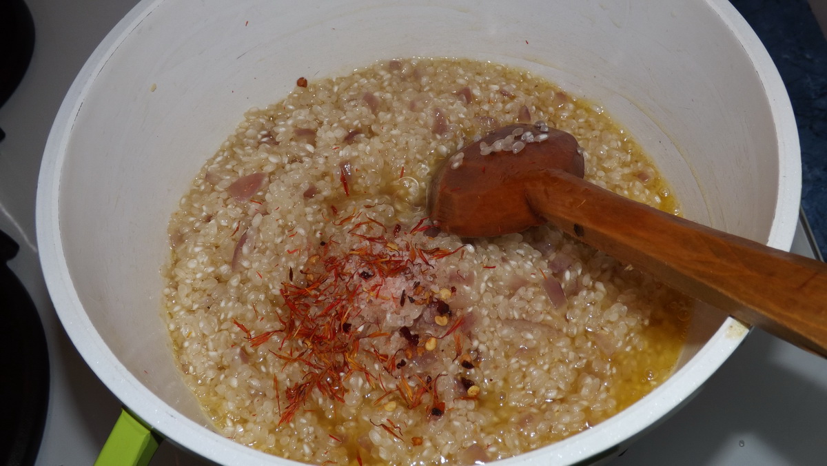 Risotto cremos cu sofran si baby spanac