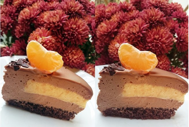 Tort cu mousse de mandarine si ciocolata