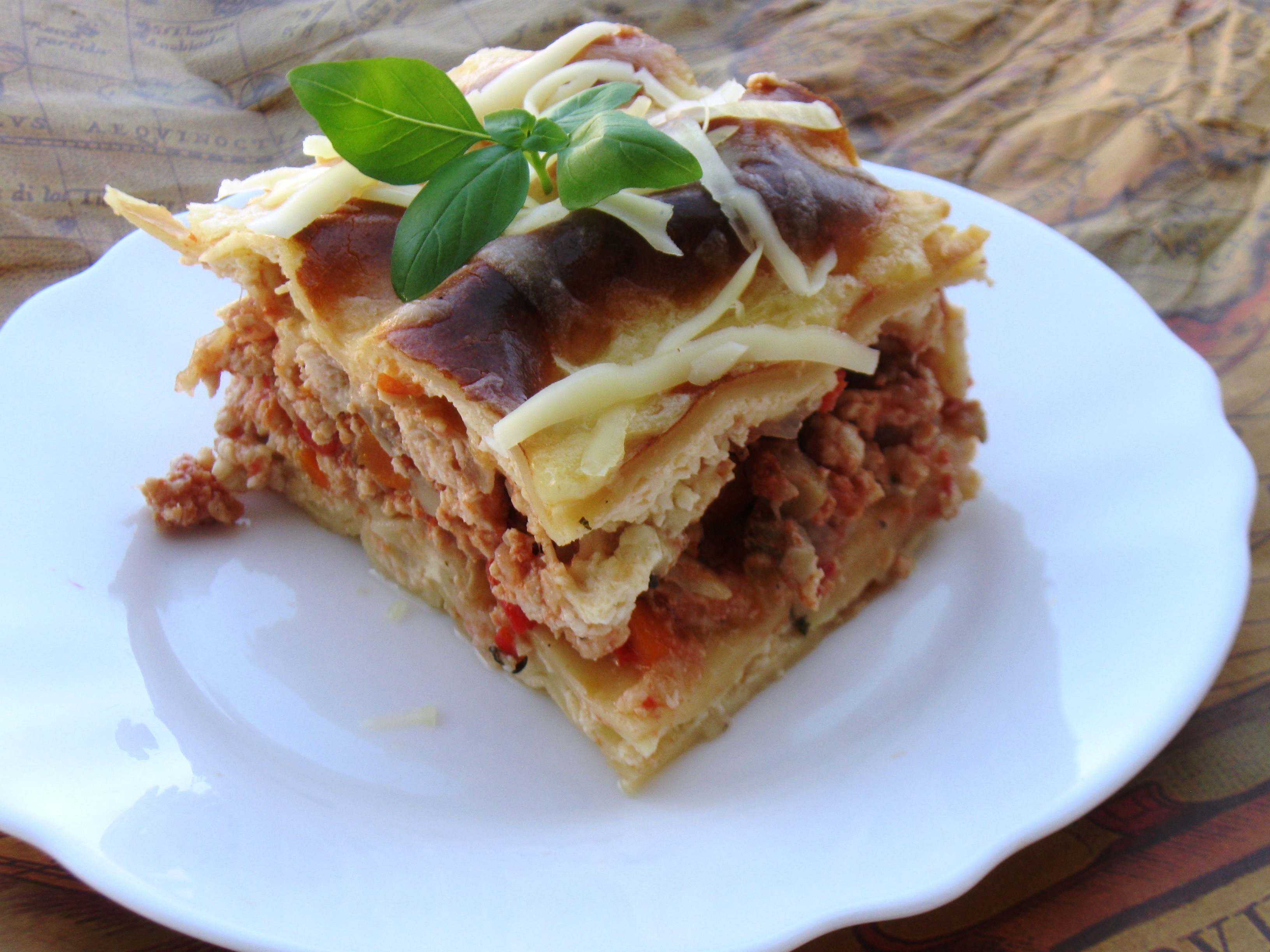 Lasagna cu ciuperci si piept de pui