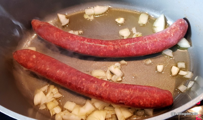 Gratin de vinete, dovlecel si carnat merguez