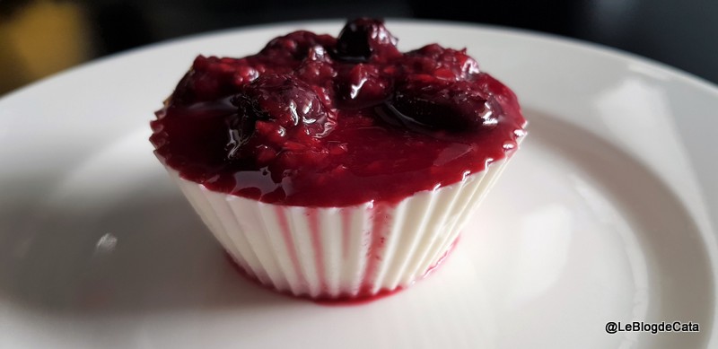 Desert panna cotta cu lapte de migdale si coulis de fructe de padure