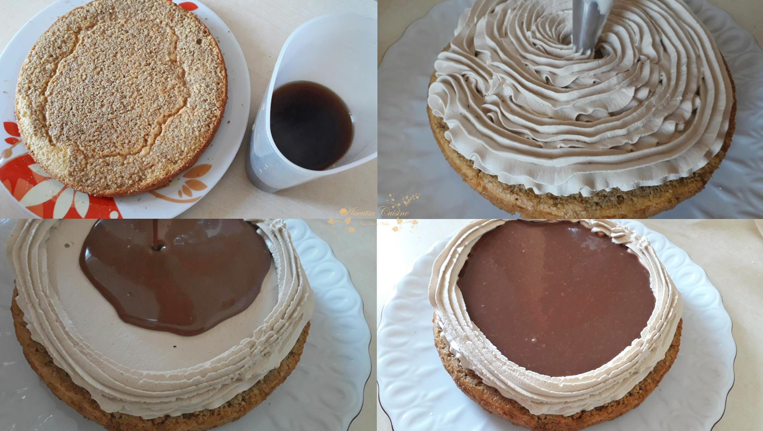 Desert tort cu cafea si crema de ciocolata cu gin