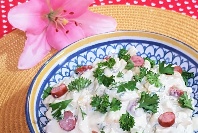 Salata de fasole galbena cu cabanos si smantana