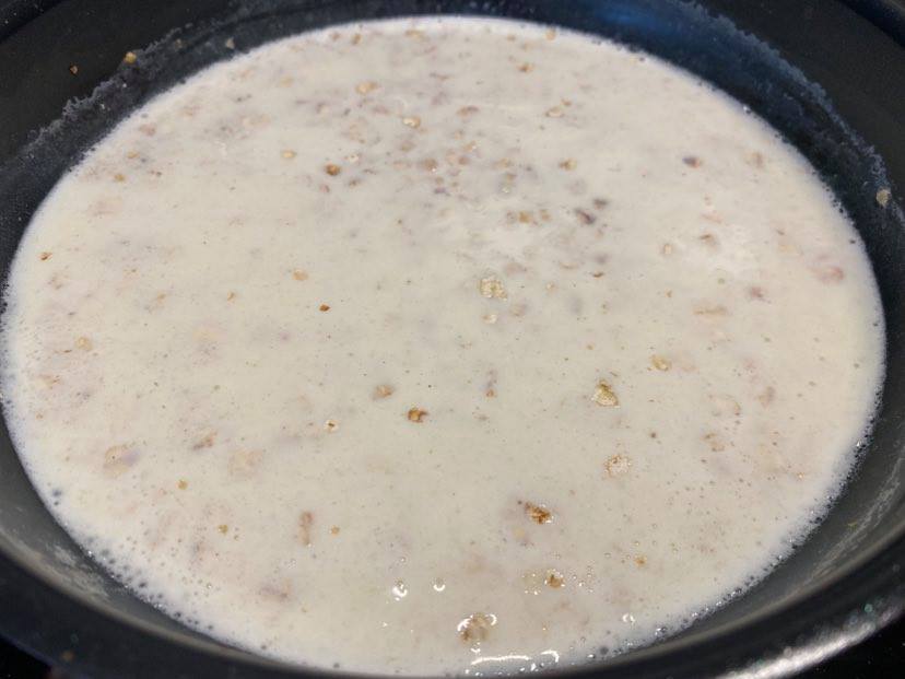 Terci de ovaz( porridge) cu sirop de artar si zahar brun